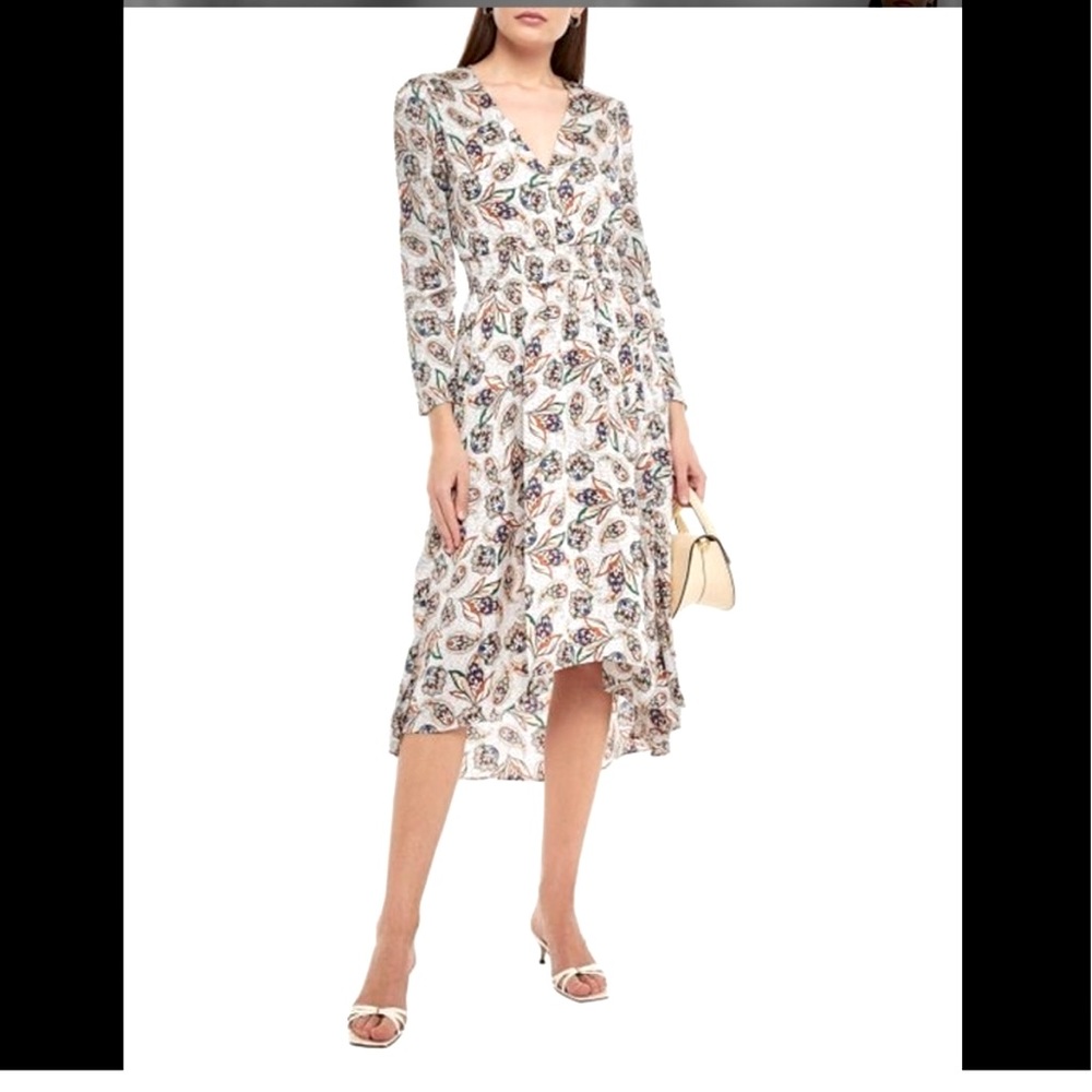 Maje Risleya Shirred Printed Satin Dress. Size 0